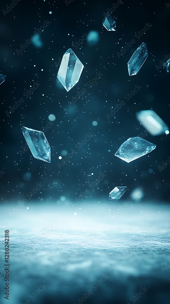 Poster abstract 3d background image with floating elements, ideal for creative and conceptual projects.