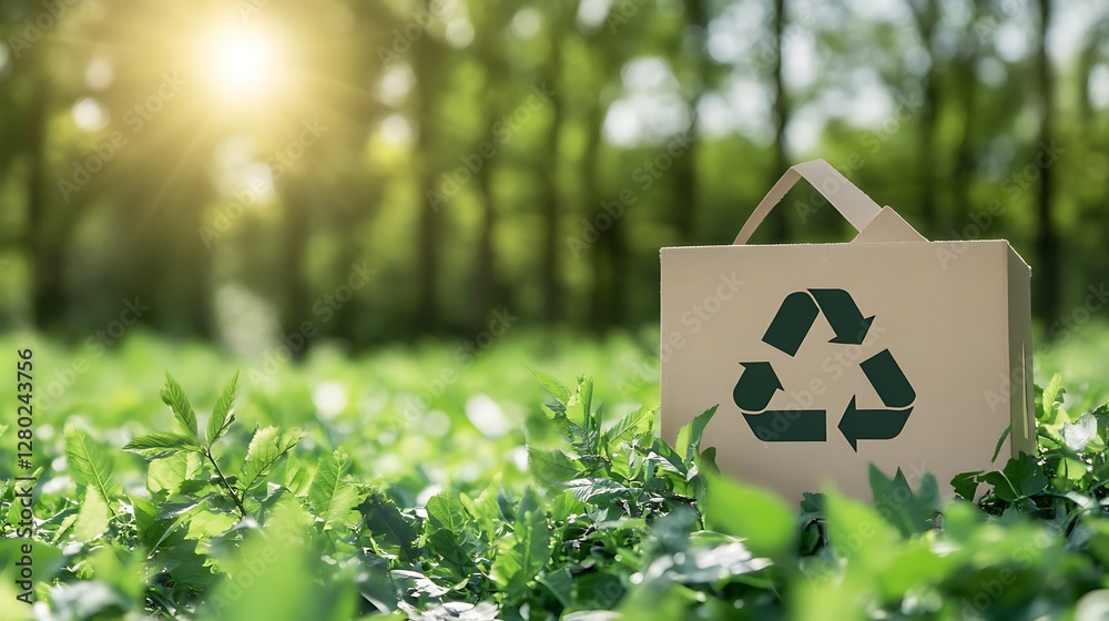 Poster conceptual illustration depicting circular economy strategies for sustainable practices and innovati
