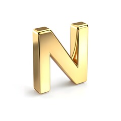 A three dimensional golden letter N is shown