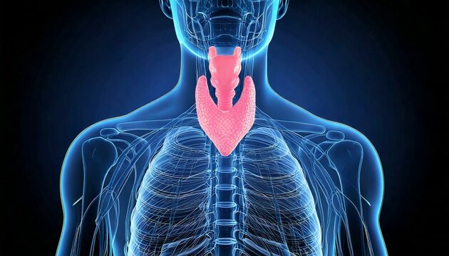 Ilustraci&oacute;n en 3D de la gl&aacute;ndula tiroides: endocrinolog&iacute;a.
