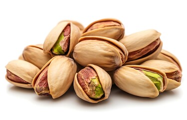 Isolated Pistachios in Their Shells on Clean White Background