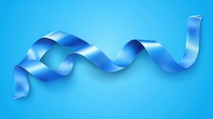 Swirling blue ribbon on light blue background.