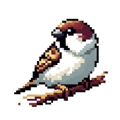 참새, 픽셀아트, jpeg (Eurasian tree sparrow, pixel art, jpeg)