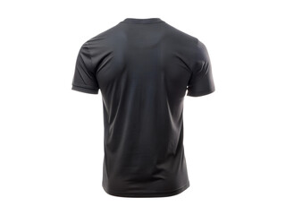 Black t-shirt back side isolated on transparent background