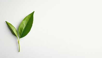 Fototapeta premium Fresh green tea leaves on white background
