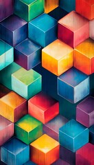 Obraz premium A pattern featuring colorful cubes arranged in a mosaic pattern