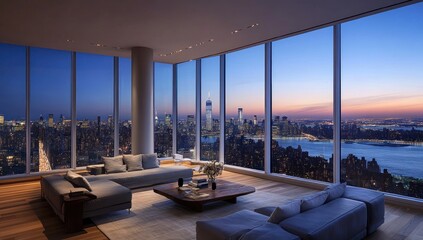 Obraz premium Breathtaking Manhattan Night View from Luxury Apartment