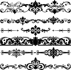 Fototapeta premium Ornamental Design Elements Vector Set, Silhouette Ornamental Elements Collection, Elegant Ornamental Vector Art Pack, Classic Ornament Silhouette Design, Decorative Flourish Vector Silhouettes, Vintag