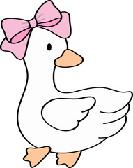 Cute cartoon characters goose with bow