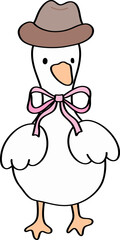 Cute cartoon characters goose with hat
