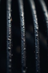 Close-up, black grill grate, textured surface, cooking, design, outdoor