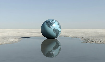 A Surreal Representation of Earth on a Serene Landscape