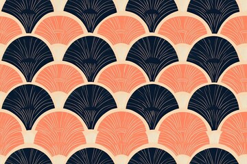 Coral & Navy Fishscale Pattern Background