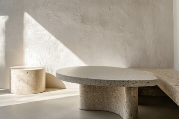 Minimalist Concrete Furniture in a Light-Filled Room