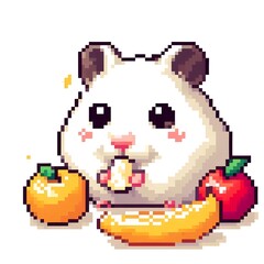 Fototapeta premium 햄스터, 픽셀아트, jpeg (Hamster, pixel art, jpeg)