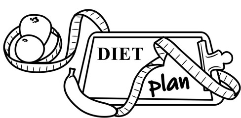 Healthy Diet and Fitness coloring page