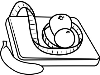 Healthy Diet and Fitness coloring page