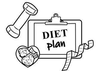 Healthy Diet and Fitness coloring page