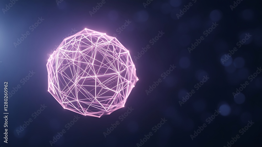 Poster futuristic 3d render of a glowing geometric sphere, perfect for modern design and technology themes.