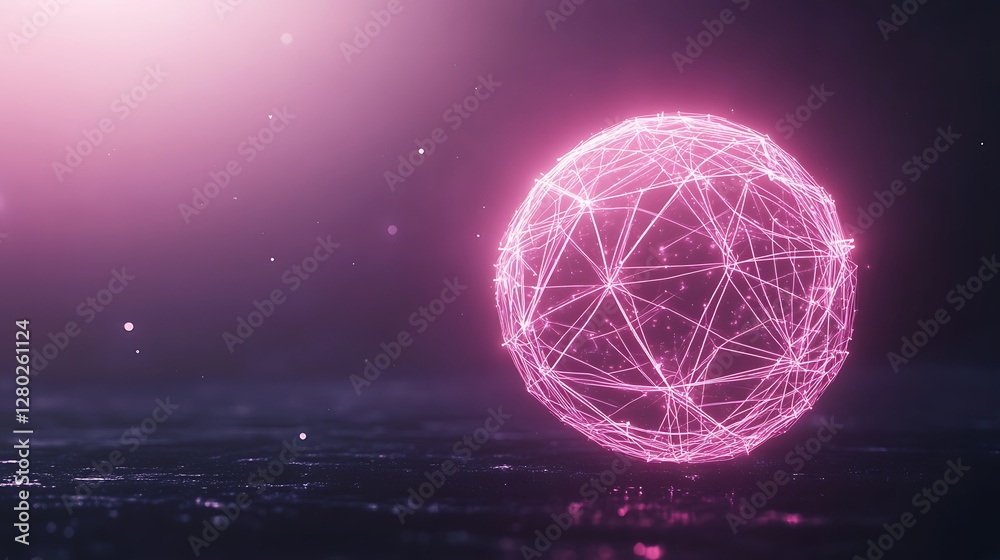 Leinwandbilder Futuristic 3D rendering of a glowing geometric sphere with vibrant colors and intricate design.