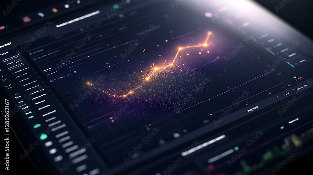 Poster Futuristic image depicting AI-powered predictive analytics dashboard for modern business solutions.