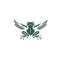 Obraz premium an artistic illustration of a green frog with wings spread wide, a creative and unique design