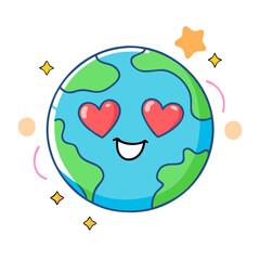 Happy Earth with heart-shaped eyes illustration