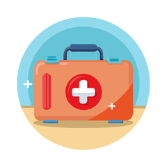 Obraz premium Red first aid kit with medical supplies