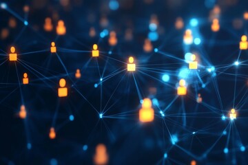 Obraz premium An abstract representation of business networking, with glowing connections linking people across a digital world.