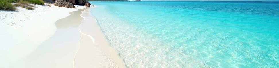 Obraz premium Crystal-clear shallows, pristine white sand, sunlit seabed, scene, tranquil, underwater