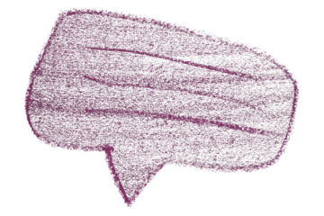 Separate dark purple speech bubble on transparent background.