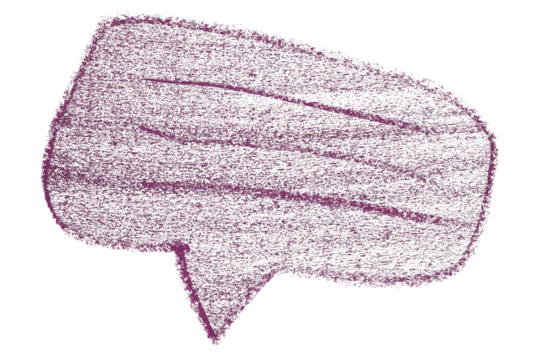 Separate dark purple speech bubble on transparent background.