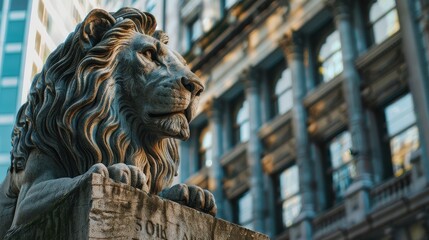 Giant Stone Lion Standing Guard Over the City