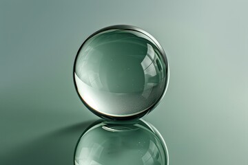 Glass sphere reflecting light on a simple background