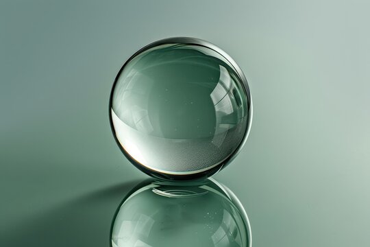 Glass sphere reflecting light on a simple background