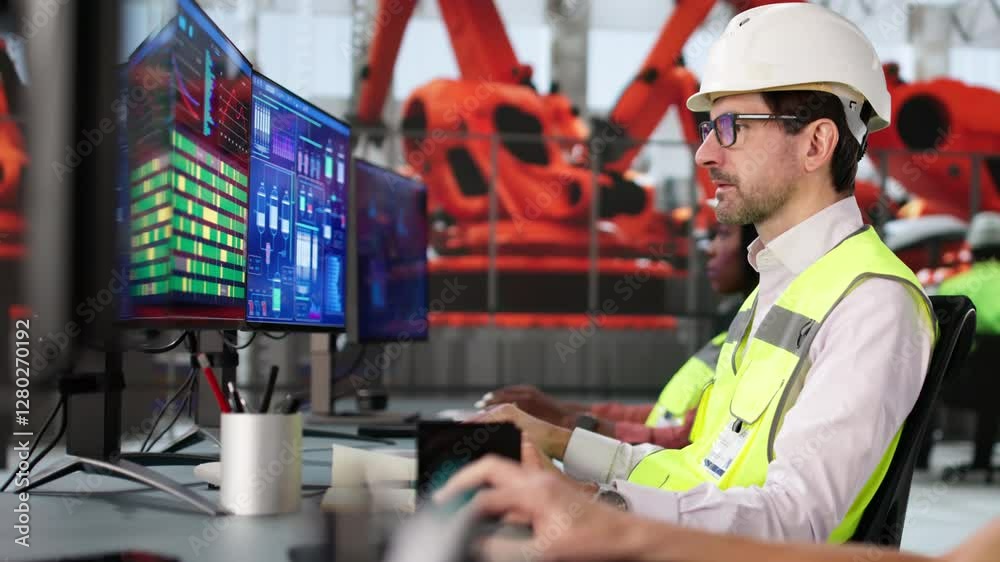 Poster team in automotive car factory using scada