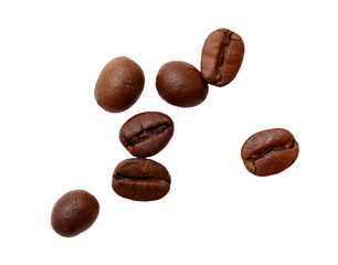 Coffee beans isolated white background.