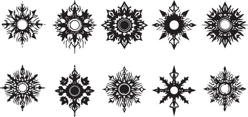 Set of elements for flat design, patterns, ornaments, mandalas. Hand drawn vector illustration
