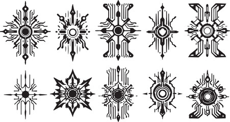 Set of elements for flat design, patterns, ornaments, mandalas. Hand drawn vector illustration