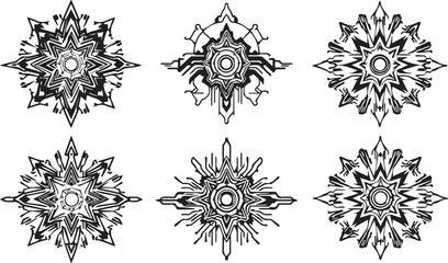 Set of elements for flat design, patterns, ornaments, mandalas. Hand drawn vector illustration