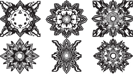 Set of elements for flat design, patterns, ornaments, mandalas. Hand drawn vector illustration