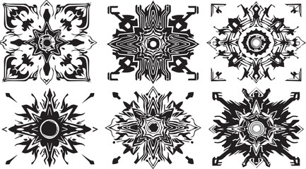 Set of elements for flat design, patterns, ornaments, mandalas. Hand drawn vector illustration