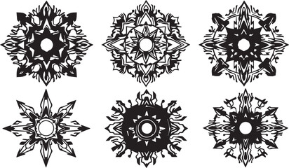 Set of elements for flat design, patterns, ornaments, mandalas. Hand drawn vector illustration
