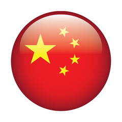 The national flag of China. China circle flag. Flag icon. Standard color. Round flag. 3d illustration. Computer illustration. Vector illustration.