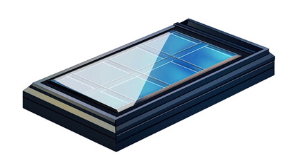 Modern Skylight: A sleek, rectangular skylight with a multi-pane design, showcasing a clear view of the sky above, illuminating the space below with natural light.