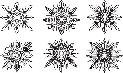 Set of elements for flat design, patterns, ornaments, mandalas. Hand drawn vector illustration