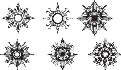 Set of elements for flat design, patterns, ornaments, mandalas. Hand drawn vector illustration