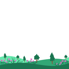 Spring Landscape with Flowers and Trees