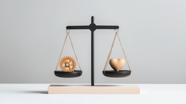 Balancing emotions and industry conceptual scales modern workspace minimalist view