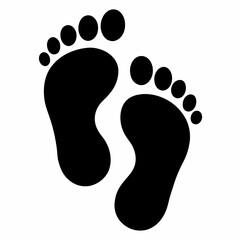 Human feet black silhouette. Footprint with toes symbol icon on white background.